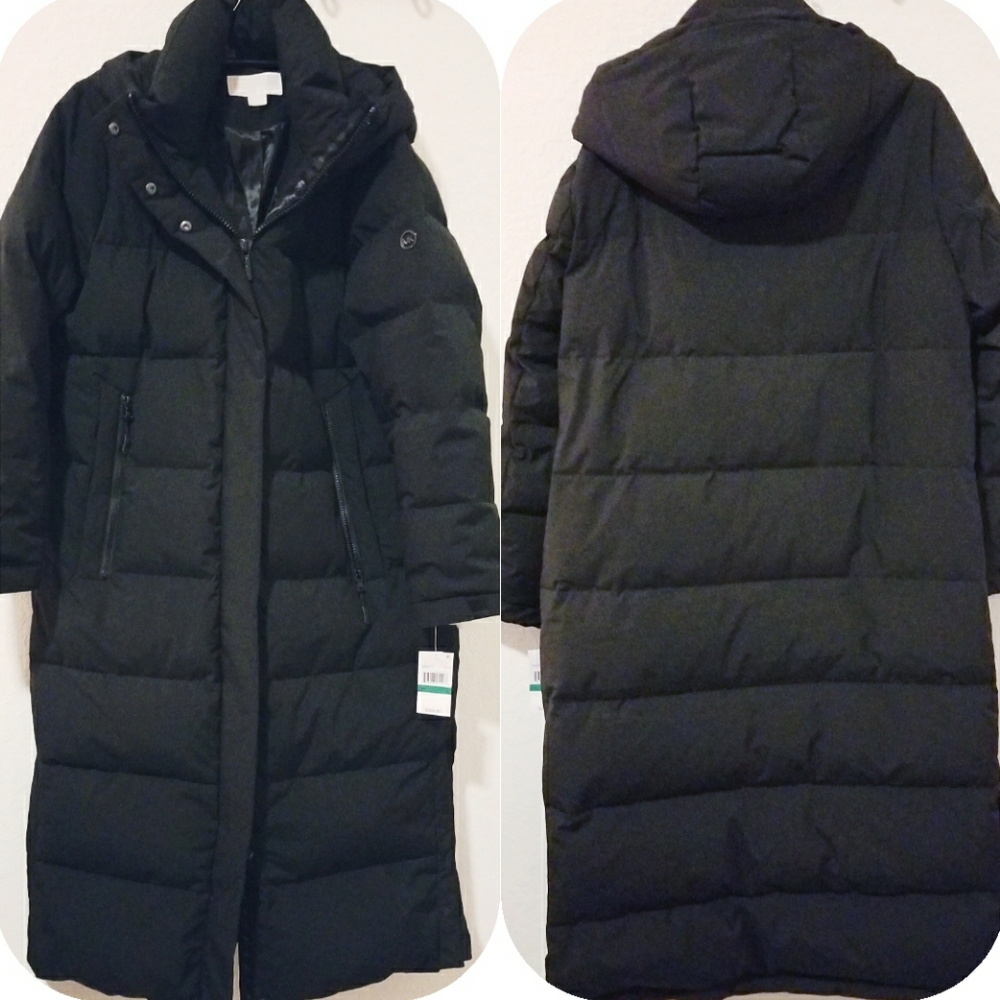 NWT Michael Kors Hooded Down Maxi Puffer Coat